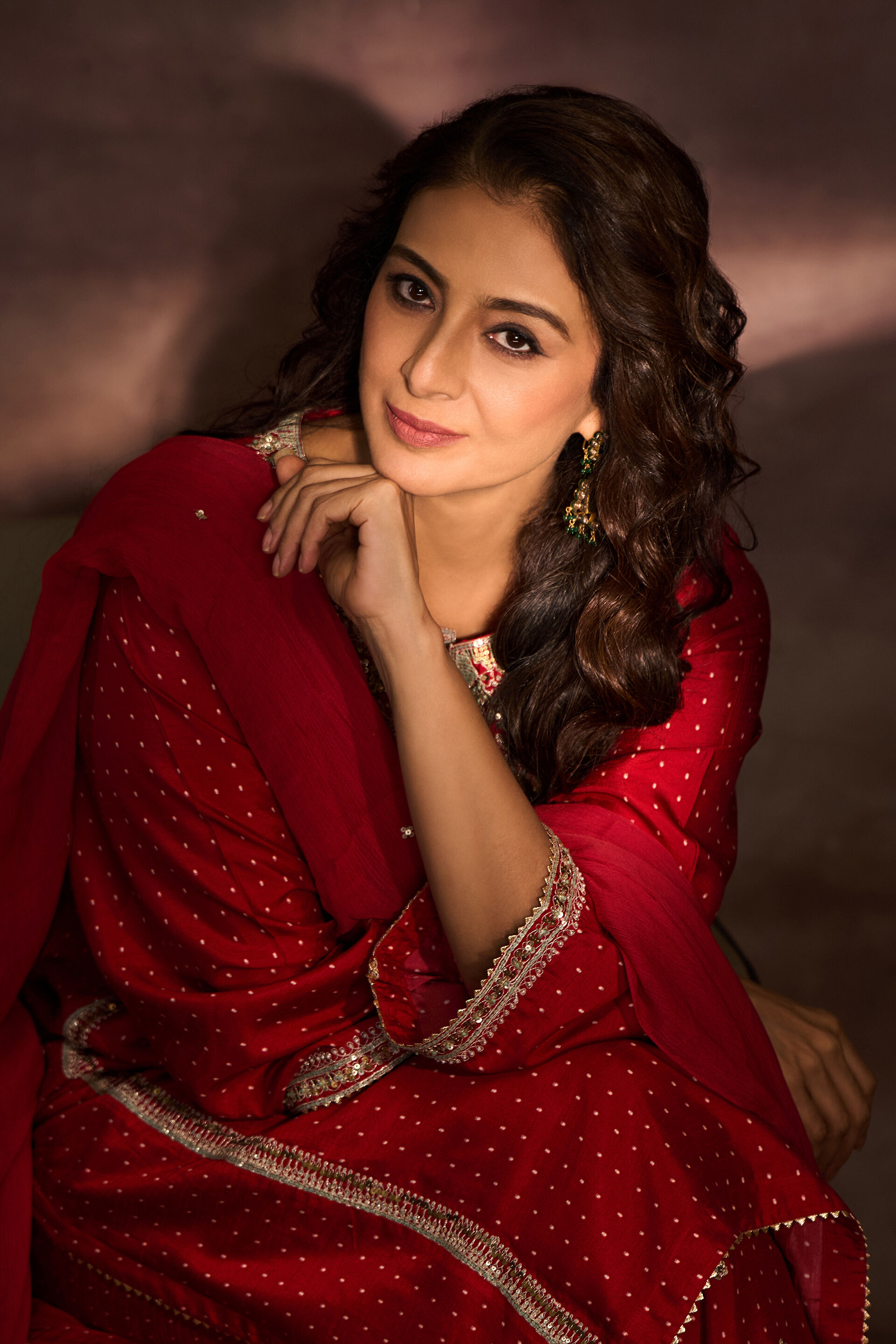 Sindhura Embroidered Silk Suit Set - Red, , image 4
